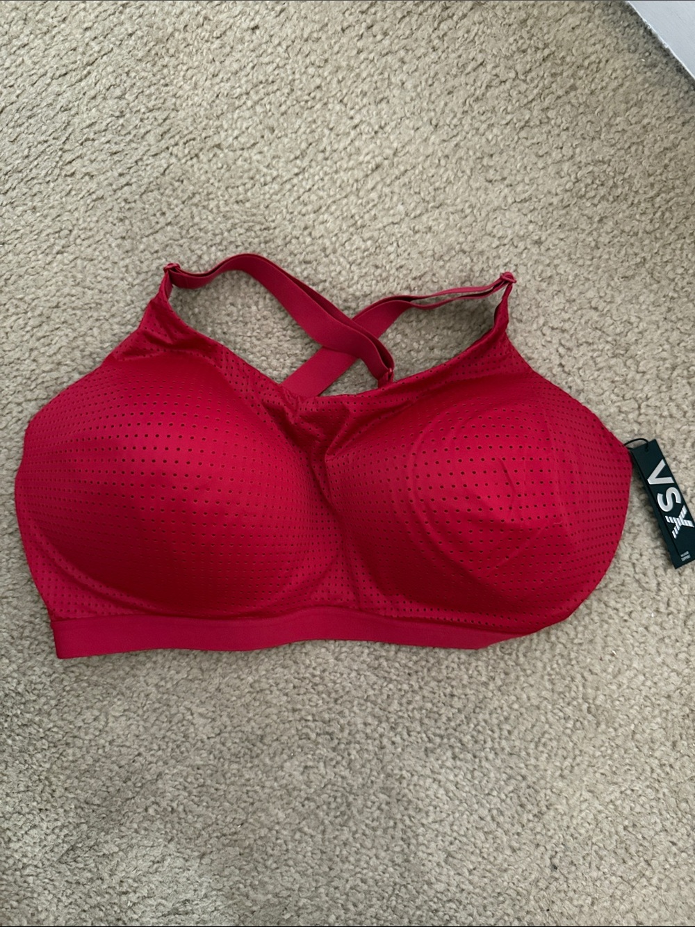 Victoria's Secret Crimson Perforated Wireless Crisscross Sports Bra